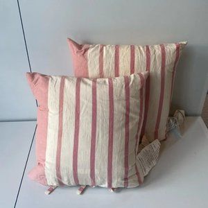 Lauren Ralph Lauren Allie Woven Pink Stripe Linen Decorative Throw Pillow (x2)